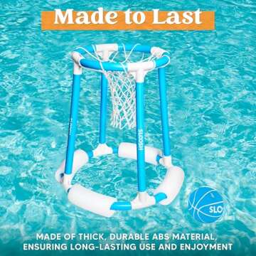 Sloosh Pool Basketball Hoop Toys, Floating Basketball Pool Game, Swimming Floats Toys with Balls Pump, Summer Outdoor Water Play Toy for Kids and Adults (Blue)