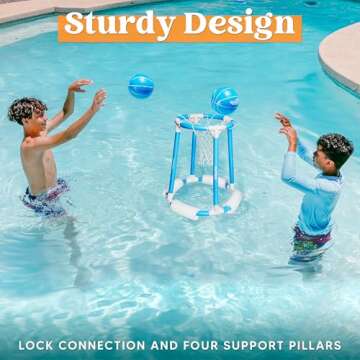 Sloosh Pool Basketball Hoop Toys, Floating Basketball Pool Game, Swimming Floats Toys with Balls Pump, Summer Outdoor Water Play Toy for Kids and Adults (Blue)