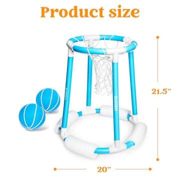 Sloosh Pool Basketball Hoop Toys, Floating Basketball Pool Game, Swimming Floats Toys with Balls Pump, Summer Outdoor Water Play Toy for Kids and Adults (Blue)