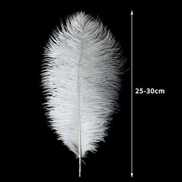 24pcs Natural White Ostrich Feathers 10-12inch (25-30cm) for Wedding Party Centerpieces，Flower Arr...