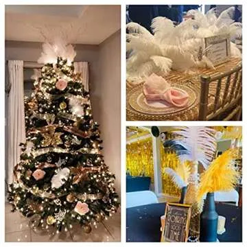 24pcs Natural White Ostrich Feathers 10-12inch (25-30cm) for Wedding Party Centerpieces，Flower Arrangement and Home Decoration.