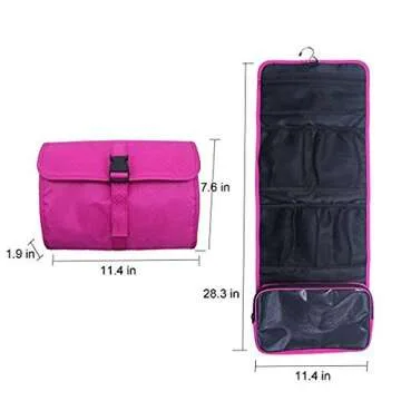 Travel Hanging Toiletry Bag Travel Kit Organizer Cosmetic Makeup Waterproof Wash Bag for Women Girls Travel Case for Bathroom Shower (Hot Pink)