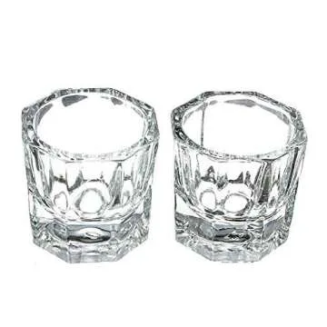 BNP 2Pcs Clear Glass Crystal Cup Nail Art Acrylic Liquid Powder Storage Dappen Mini Dish Bowl Glassware Tool Manicure Art Equipment