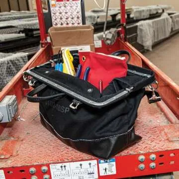 Klein Tools 510218SPBLK Tool Bag, Large 18-Inch Deluxe Canvas Tool Bag and Organizer with 13 Pockets and Shoulder Strap, Black