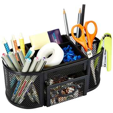 Amazon Basics Mesh Desk Organizer, Black