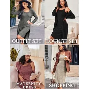 Ekouaer 2 Piece Nightgown Set with Stylish Cardigan