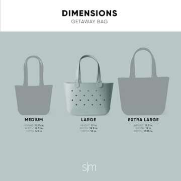 Simple Modern Beach Bag Rubber Tote | Waterproof Large Tote Bag with Zipper Pocket for Beach, Pool Boat, Groceries, Sports | Getaway Bag Collection | Sea Glass Sage