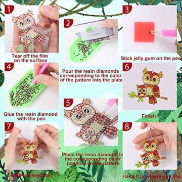 12 PCS Animal Diamond Painting Keychains DIY Kit