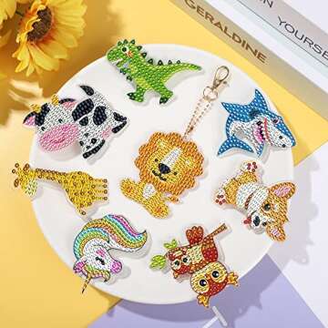 12 PCS Animal Diamond Painting Keychains DIY Kit