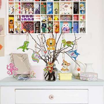 12 PCS Animal Diamond Painting Keychains DIY Kit