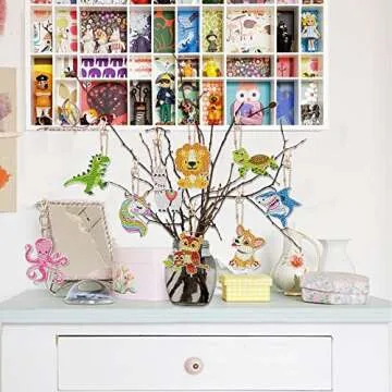 12 PCS Animal Diamond Painting Keychains DIY Kit