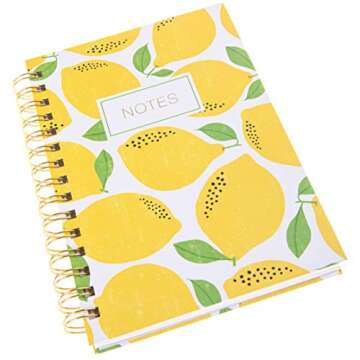 Graphique Designer Notebooks - Lemons - Spiral Bound Writing Journals for Offices, Schools, Classrooms, and More - Hard Cover with 160 Ruled Pages (6.25" x 8.25")