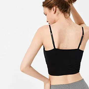 NEWITIN 4 Pack Spaghetti Strap Camisole Top Adjustable Strap Tank Crop Tops for Women Girls (M)