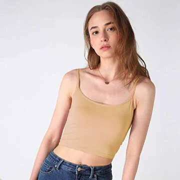 NEWITIN 4 Pack Spaghetti Strap Camisole Top Adjustable Strap Tank Crop Tops for Women Girls (M)