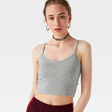 NEWITIN 4 Pack Spaghetti Strap Camisole Top Adjustable Strap Tank Crop Tops for Women Girls (M)