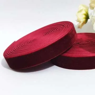Qingxii Decorr Wedding Christmas Valentine's Day Velvet Ribbon 5/8'' x 6 Yards Roll in Wine Color