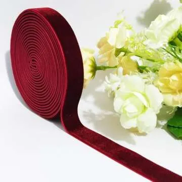 Qingxii Velvet Ribbon 5/8''x6Yards for DIY Crafts