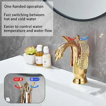 Gold Bathroom Faucet - Elegant Swan Shape Design