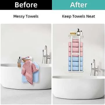 STWWO Wall Towel Rack for Modern Bathroom Storage