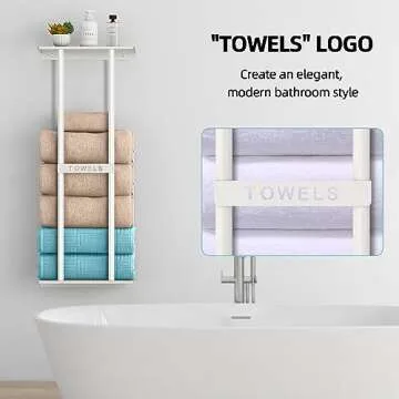STWWO Wall Towel Rack for Modern Bathroom Storage