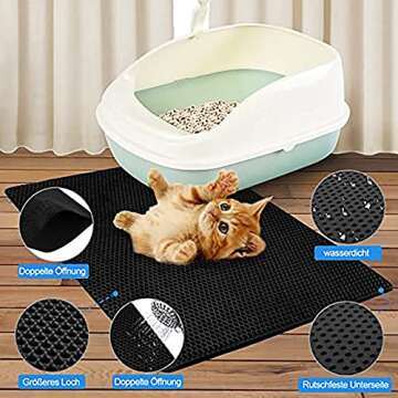 Edkavon Cat Litter Mat - Super Size, Honeycomb Double Layer Design, Easy Clean, Scatter Control, Non...