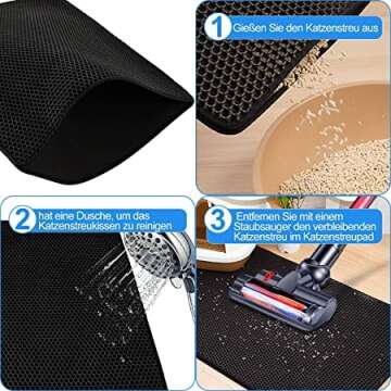 Edkavon Cat Litter Mat - Super Size, Honeycomb Double Layer Design, Easy Clean, Scatter Control, Non-Slip, Waterproof, 17.7" x 23.6" (1 Count)