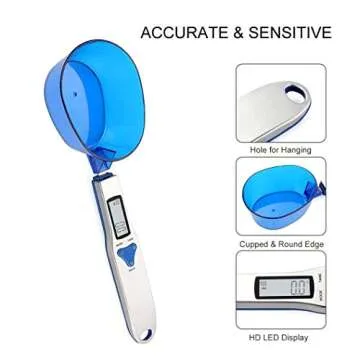 3T6B Grams Digital Kitchen Measuring Spoon,Three Different Specifications Food Scale Spoon with Scale Design, Weight from 0.1 Grams to 500 Grams Support Unit g/oz/gn/ct (with 2 AAA Batteries)