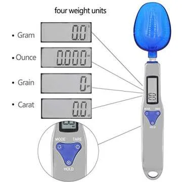3T6B Grams Digital Kitchen Measuring Spoon,Three Different Specifications Food Scale Spoon with Scale Design, Weight from 0.1 Grams to 500 Grams Support Unit g/oz/gn/ct (with 2 AAA Batteries)