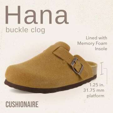 CUSHIONAIRE Hana Womens Clogs | Comfortable Vegan Suede Clogs for Women | Slip On Potato Shoes with ...