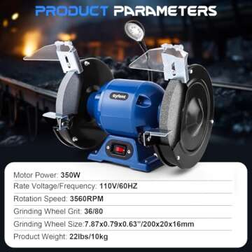 Gyfent Bench Grinder High Speed 3560 RPM 1/2 HP Powerful Grinder