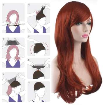 Akstore 28 inch Fashion Wigs Long Wavy Curly Hair Cosplay Wig (Brown)