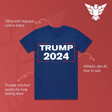 GunShowTees Trump 2024 Shirt | Slim Fit, Navy Blue, Quality Cotton