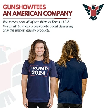 GunShowTees Trump 2024 Shirt | Slim Fit, Navy Blue, Quality Cotton