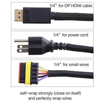 Alex Tech 10ft - 1/4 inch Cord Protector Wire Loom Tubing Cable Sleeve Split Sleeving For USB Cable Power Cord Audio Video Cable – Protect Cat From Chewing Cords - Black