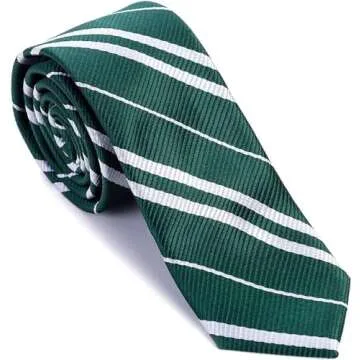 Cosplay Wizard Tie for Themed Party Halloween Christmas Birthday Dress Up Party Magic Costume Accessory, Unisex Cosplay Striped Necktie, As a Gift For Daily Use - Green