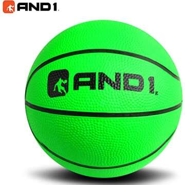 AND1 Mini Basketball Hoop: Pre-Assembled Indoor Basketball Hoop with Flex Rim, 18 inches x 12 inches, Includes One Deflated 5 Inch Basketball & Inflation Pump, Basketball Hoop for Kids, Multi Purple