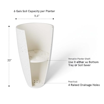 LA Jolie Muse White Planters Set of 2 for Indoor Outdoor