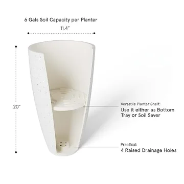 LA Jolie Muse White Planters Set of 2 for Indoor Outdoor