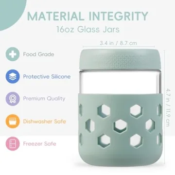 Stylish Gemice Glass Mason Jars for Meal Prep & Storage