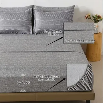WONGS BEDDING Grey Boho Comforter Set 7 Piece Bed Set