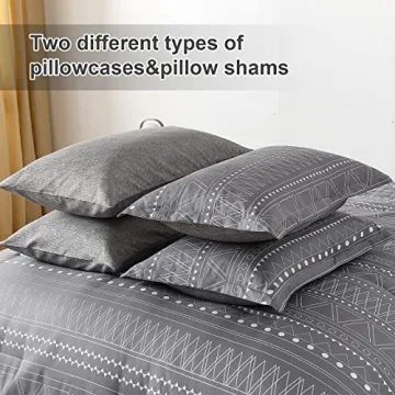 WONGS BEDDING Grey Boho Comforter Set 7 Piece Bed Set