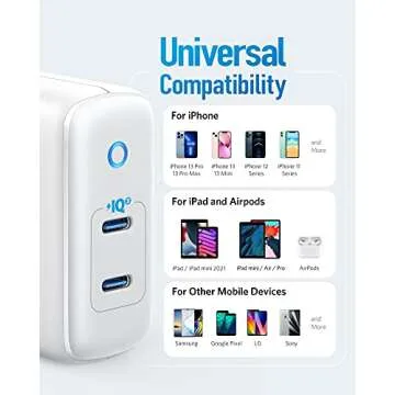 USB C Charger, Anker 40W 2-Port PIQ 3.0, PowerPort III Duo Type C Foldable Fast Charger, Power Delivery for iPhone 15/15 Plus/15 Pro/15 Pro Max/14, Galaxy, Pixel, iPad/iPad Mini, and More