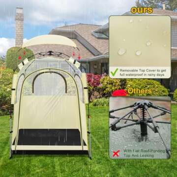 Eapele All Weather Shelter - Sports Tent with Detachable Top Cover and Sealed Floor for 1-2 People - Windproof and Rainproof Bubble Tent - 540° View and Mesh Windows