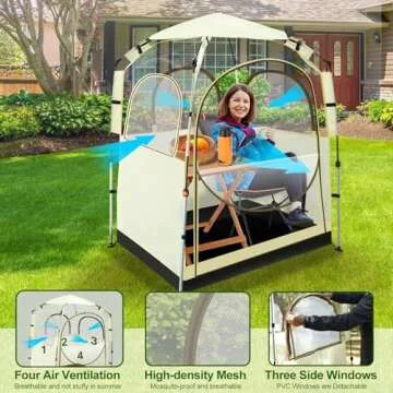 Eapele All Weather Shelter - Sports Tent with Detachable Top Cover and Sealed Floor for 1-2 People - Windproof and Rainproof Bubble Tent - 540° View and Mesh Windows