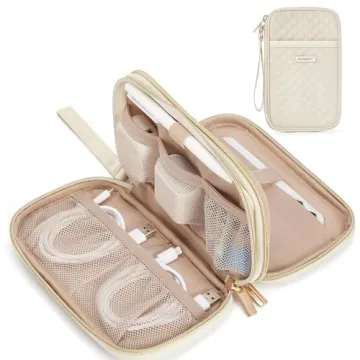 BAGSMART Cord Organizer Travel Cable Organizer Bag - Tech Essentials for Travel - Beige