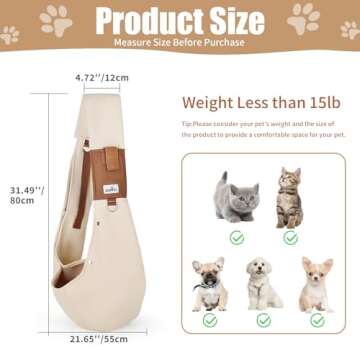 Wakytu Dog Sling Carrier for Small Dogs - Front Dog Carrier with Adjustable Strap - Hands Free Pet P...
