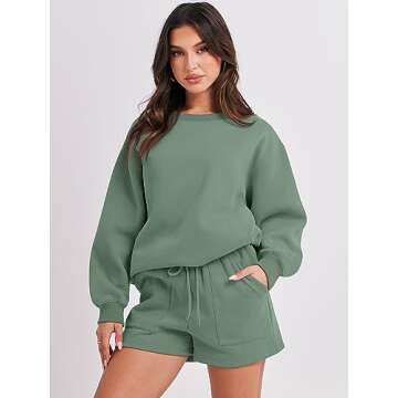 ANRABESS Women 2 Piece Outfits Sweat Shorts Sets 2025 Oversized Casual Lounge Matching Set Sweatsuit...