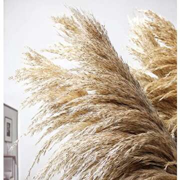 46" inch 10 Stems Natural Pampas Grass Decor Tall, Pompas Grass, Tall Pampas Grass for Weddingm, Farmhouse, Boho Home Decor (Brown)