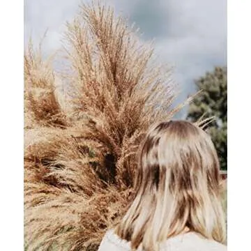 46" inch 10 Stems Natural Pampas Grass Decor Tall, Pompas Grass, Tall Pampas Grass for Weddingm, Farmhouse, Boho Home Decor (Brown)