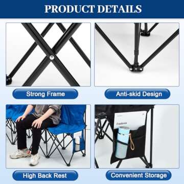 Kigley 6 Seats Folding Soccer Bench Chair - Portable & Comfortable